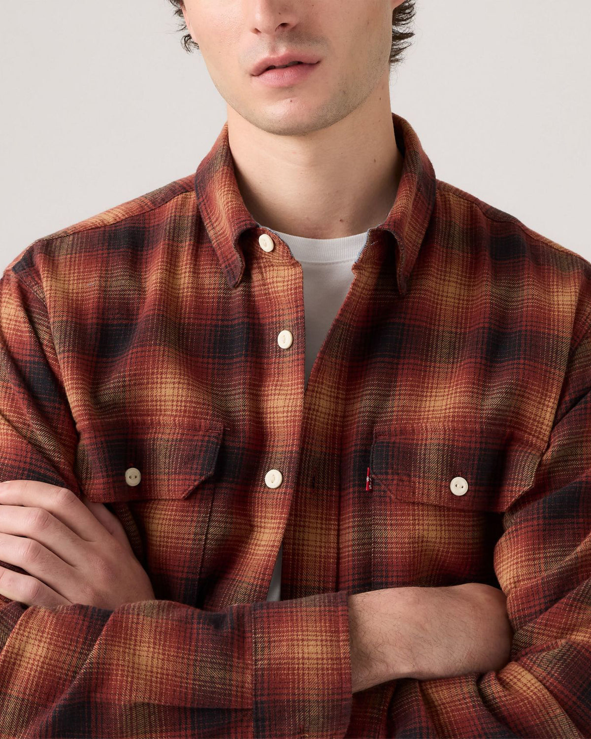 Levi's® Classic Worker Shirt - Scottie Plaid Tobacco Brown Flannel