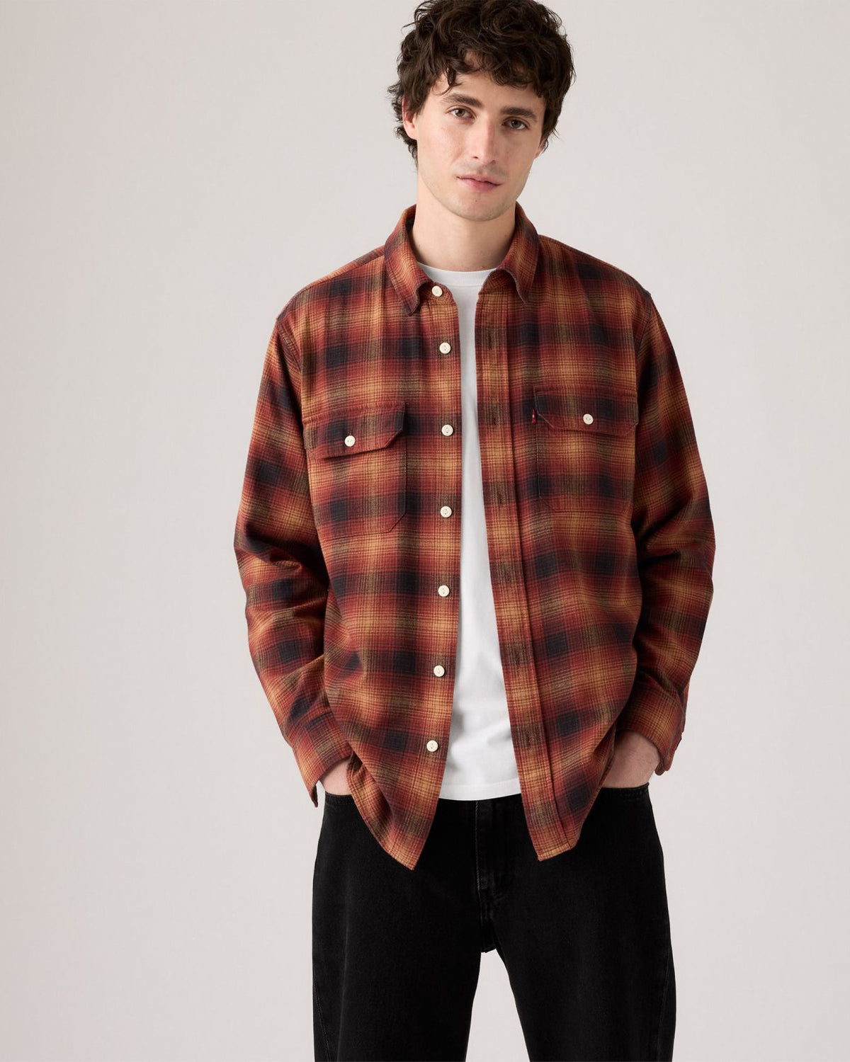 Levi's® Classic Worker Shirt - Scottie Plaid Tobacco Brown Flannel