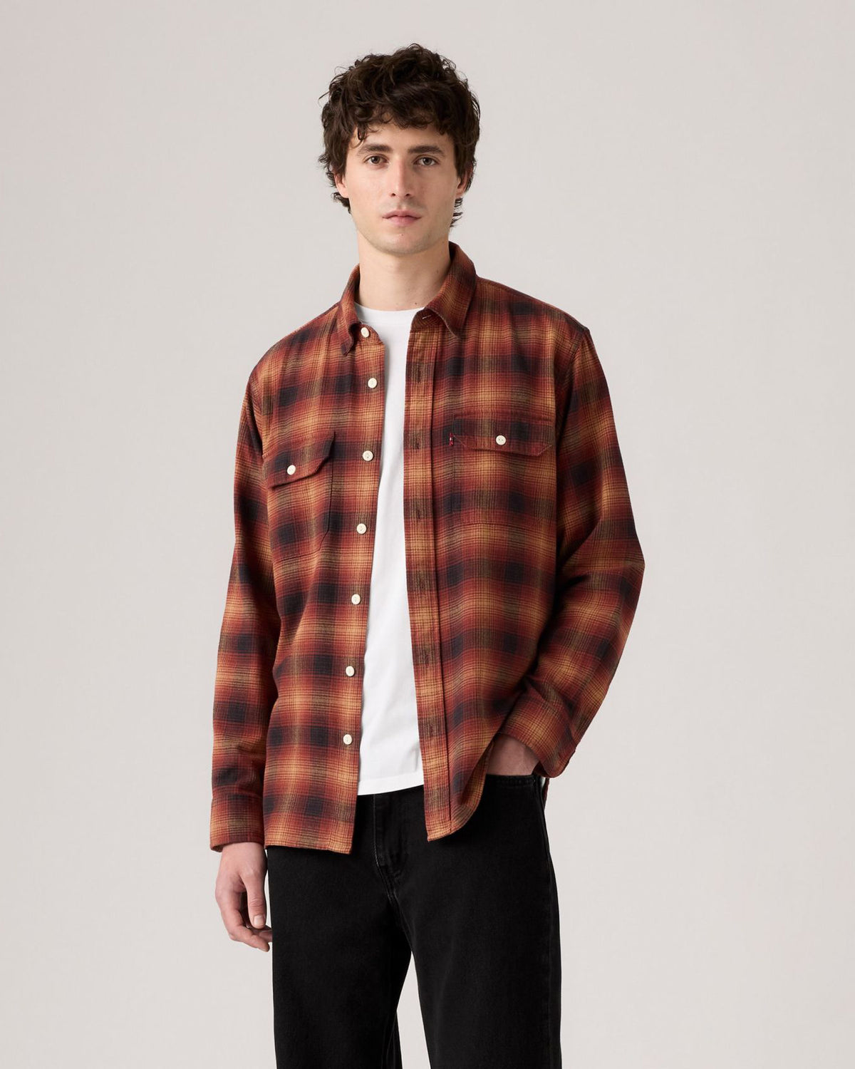 Levi's® Classic Worker Shirt - Scottie Plaid Tobacco Brown Flannel