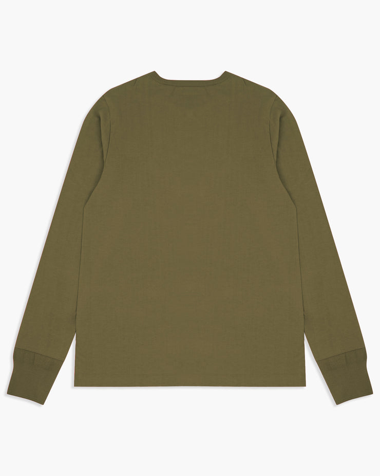 Merz B Schwanen Good Originals 206 8.6oz Loopwheeled Henley - Army Green | Merz B Schwanen T Shirts | JEANSTORE