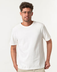 Merz b. Schwanen 214PK Relaxed Fit 7.2oz Loopwheeled Pique Tee - White | Merz b. Schwanen T Shirts | JEANSTORE