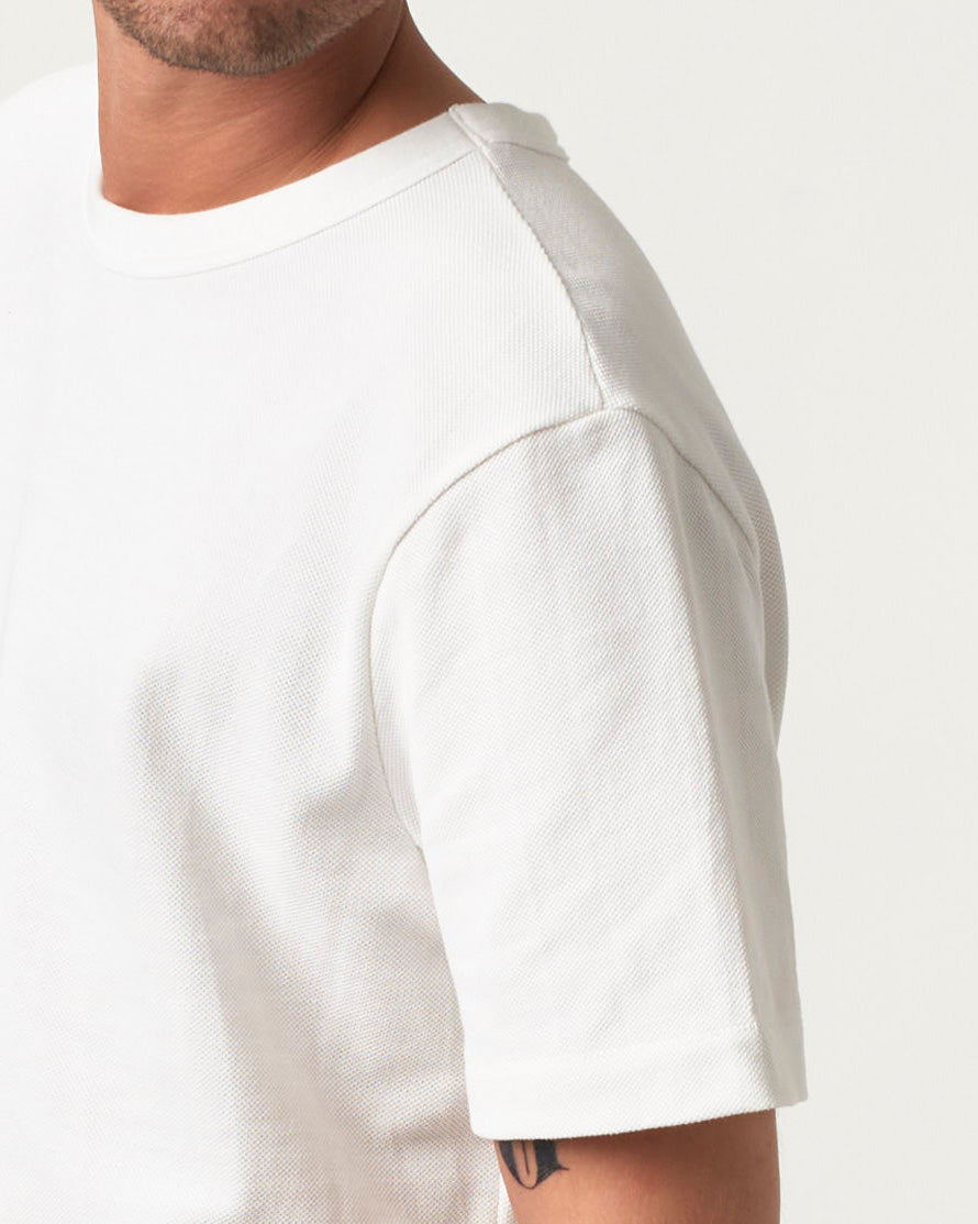 Merz b. Schwanen 214PK Relaxed Fit 7.2oz Loopwheeled Pique Tee - White | Merz b. Schwanen T Shirts | JEANSTORE
