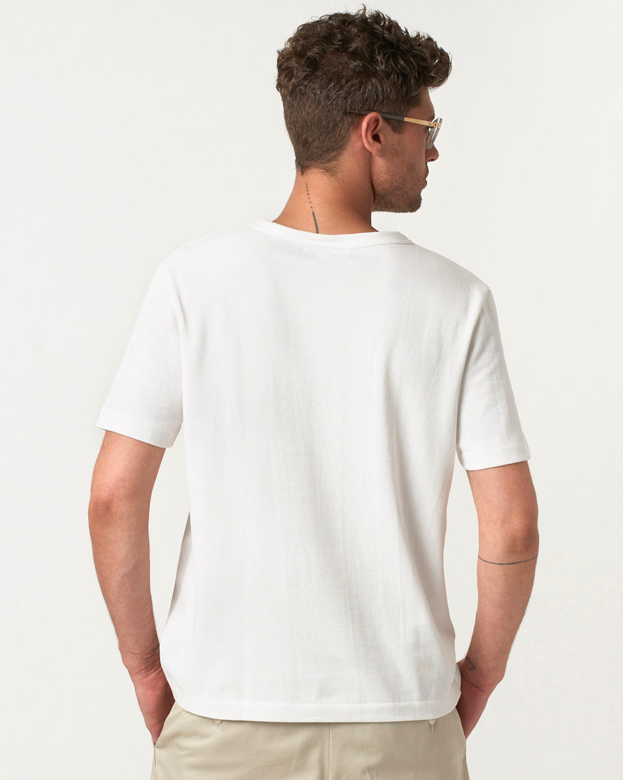 Merz b. Schwanen 214PK Relaxed Fit 7.2oz Loopwheeled Pique Tee - White | Merz b. Schwanen T Shirts | JEANSTORE