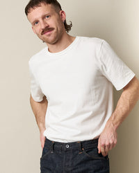 Merz b. Schwanen Good Originals 214 7.2oz Relaxed Fit Loopwheeled Tee - White | Merz b. Schwanen T Shirts | JEANSTORE