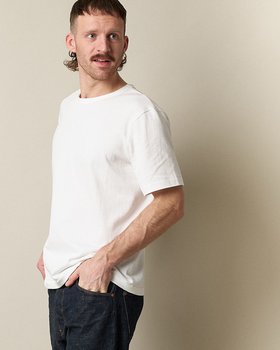 Merz b. Schwanen Good Originals 214 7.2oz Relaxed Fit Loopwheeled Tee - White | Merz b. Schwanen T Shirts | JEANSTORE
