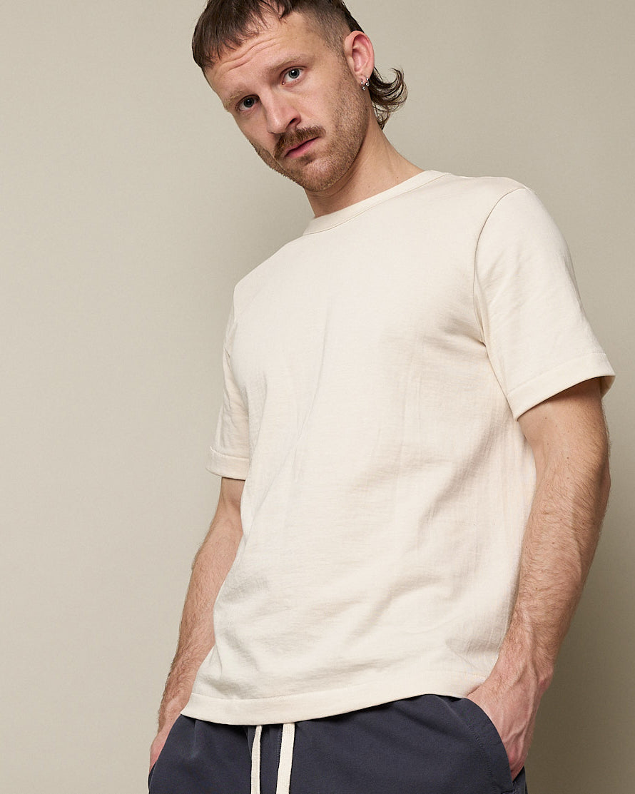 Merz b. Schwanen 214 7.2oz Relaxed Fit Loopwheeled Tee - Nature | Merz b. Schwanen T Shirts | Jeanstore