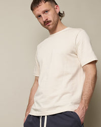Merz b. Schwanen 214 7.2oz Relaxed Fit Loopwheeled Tee - Nature | Merz b. Schwanen T Shirts | Jeanstore