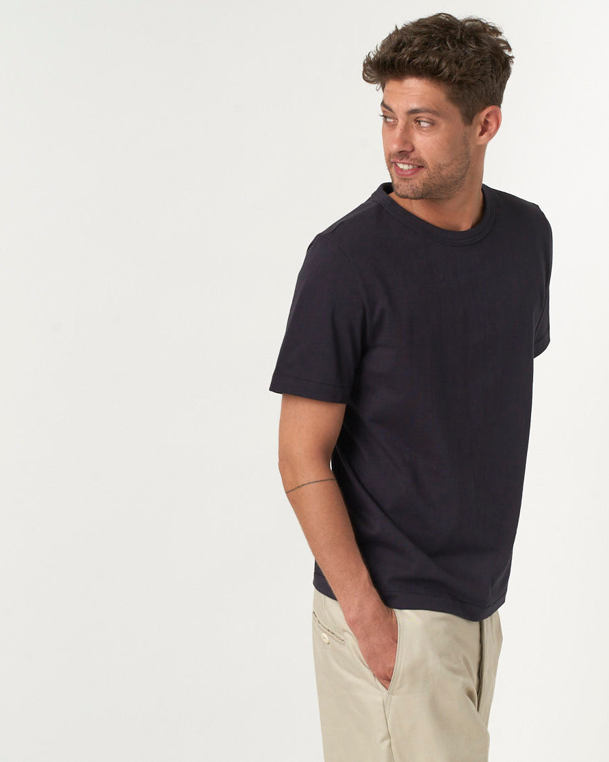 Merz b. Schwanen 214 7.2oz Relaxed Fit Loopwheeled Tee - Charcoal | Merz b. Schwanen T Shirts | JEANSTORE