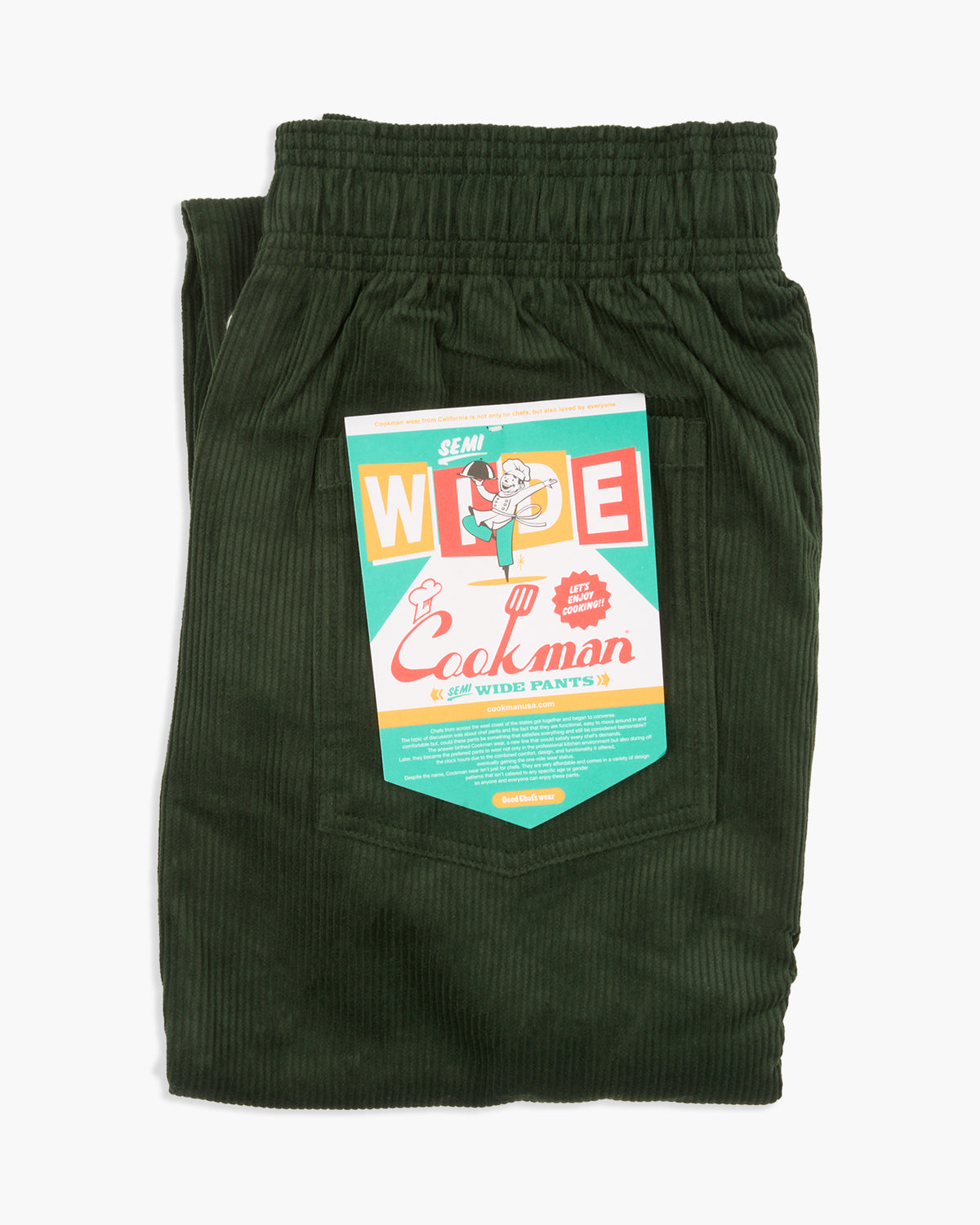 Cookman Semiwide Chef Pants - Corduroy Dark Green | Cookman Cords | JEANSTORE