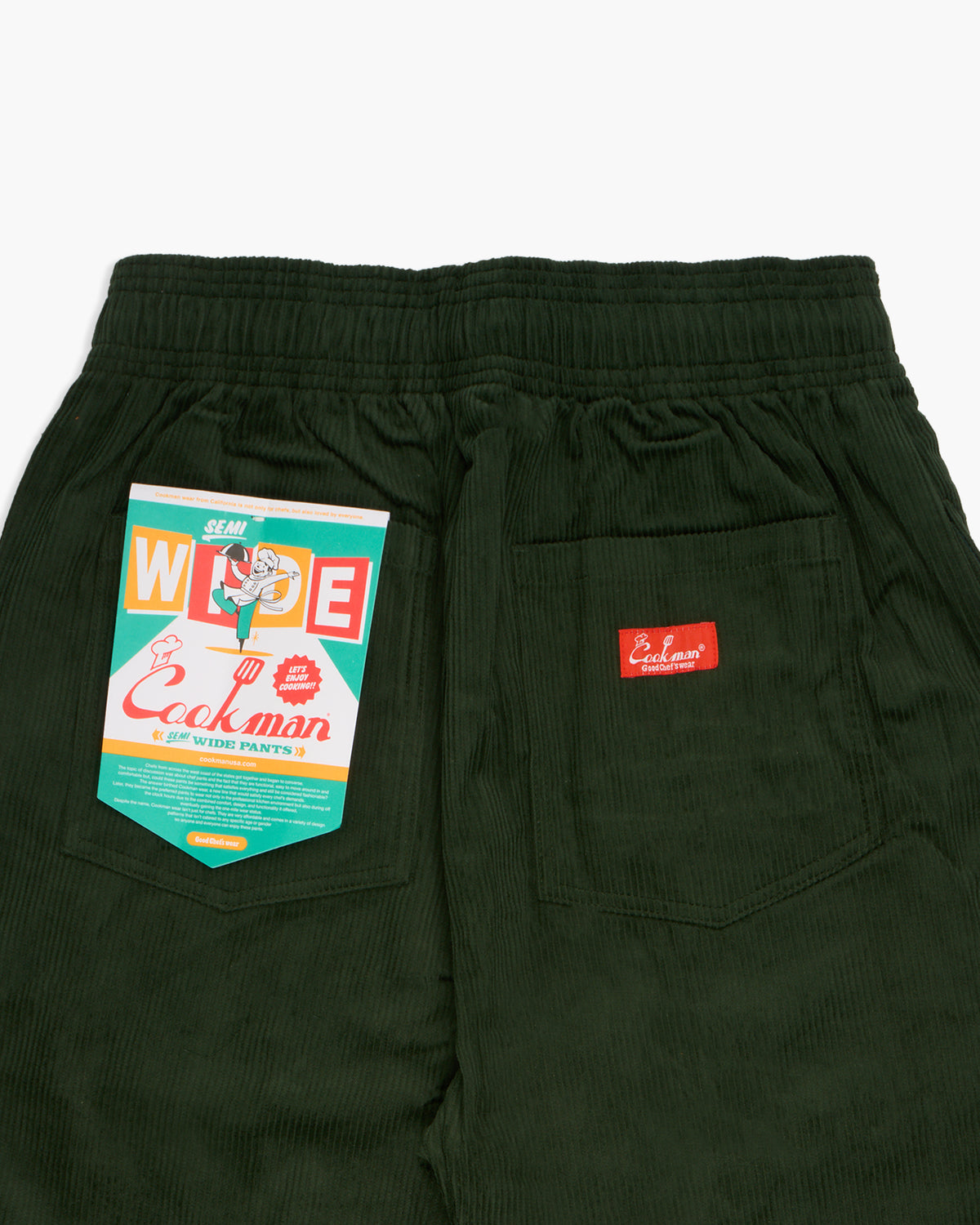 Cookman Semiwide Chef Pants - Corduroy Dark Green | Cookman Cords | JEANSTORE
