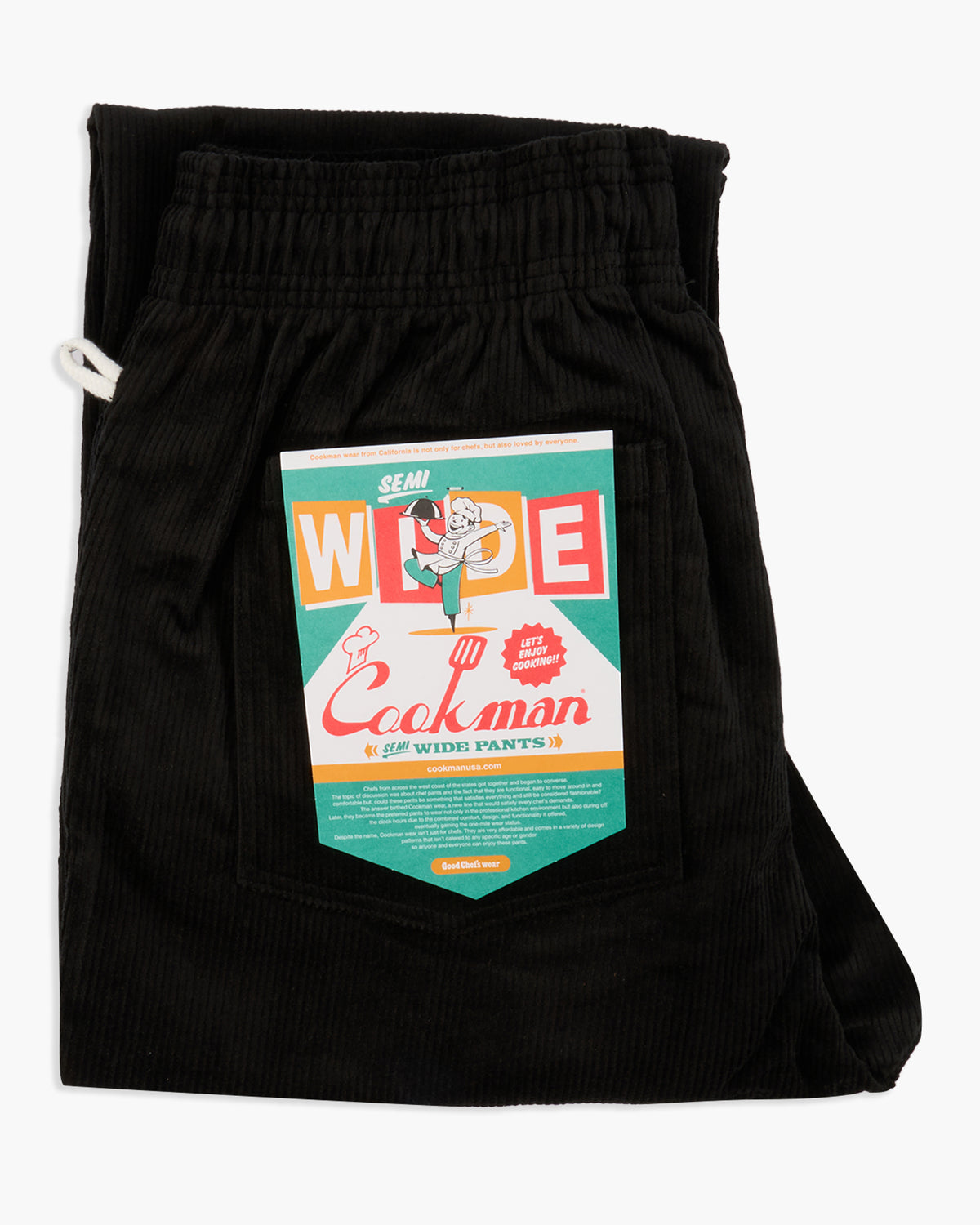 Cookman Semiwide Chef Pants - Corduroy Black | Cookman Cords | JEANSTORE