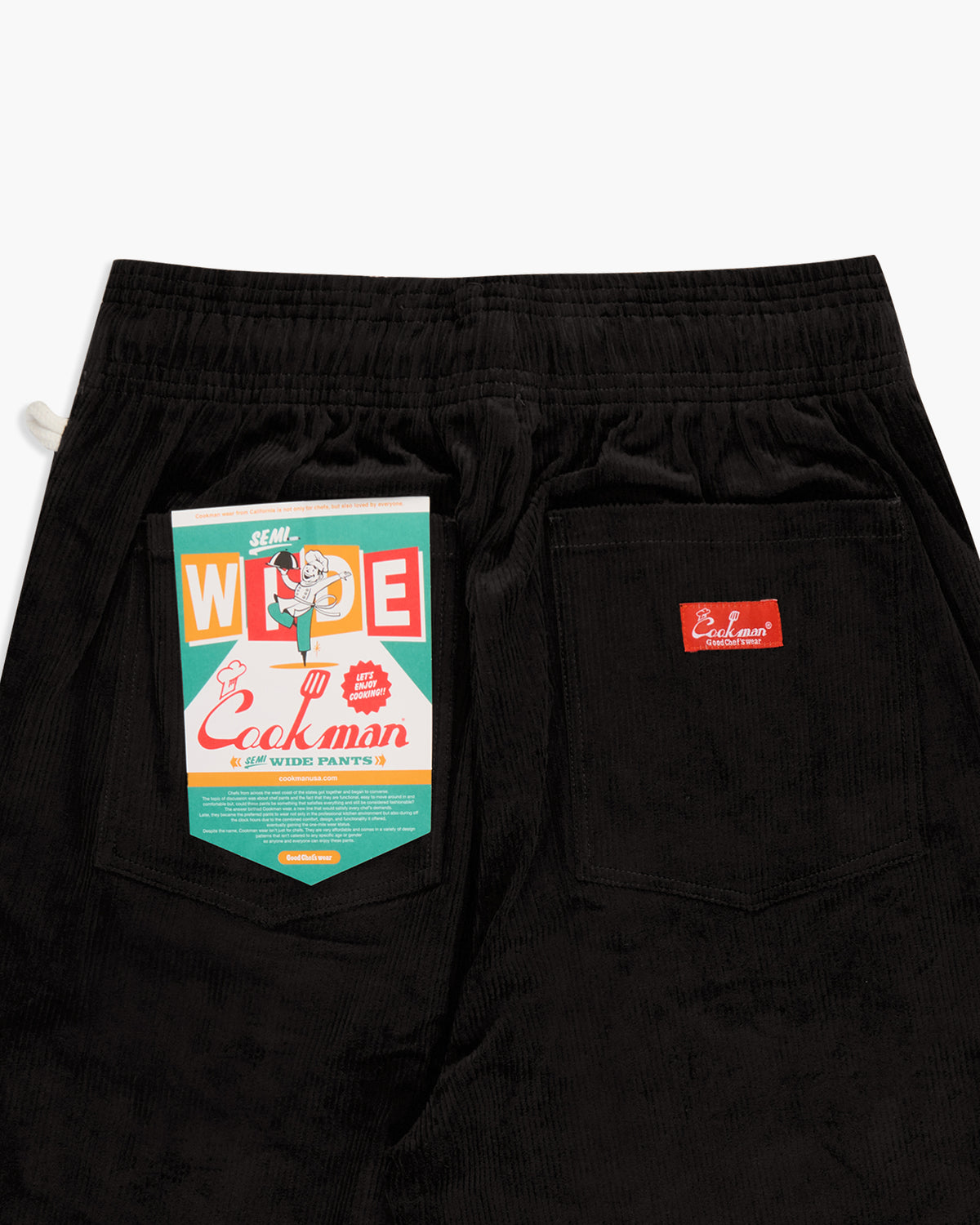 Cookman Semiwide Chef Pants - Corduroy Black | Cookman Cords | JEANSTORE