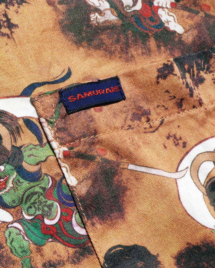 Samurai Jeans SSA23-FR Wind God Raijin Pattern Hawaiian Shirt - Beige