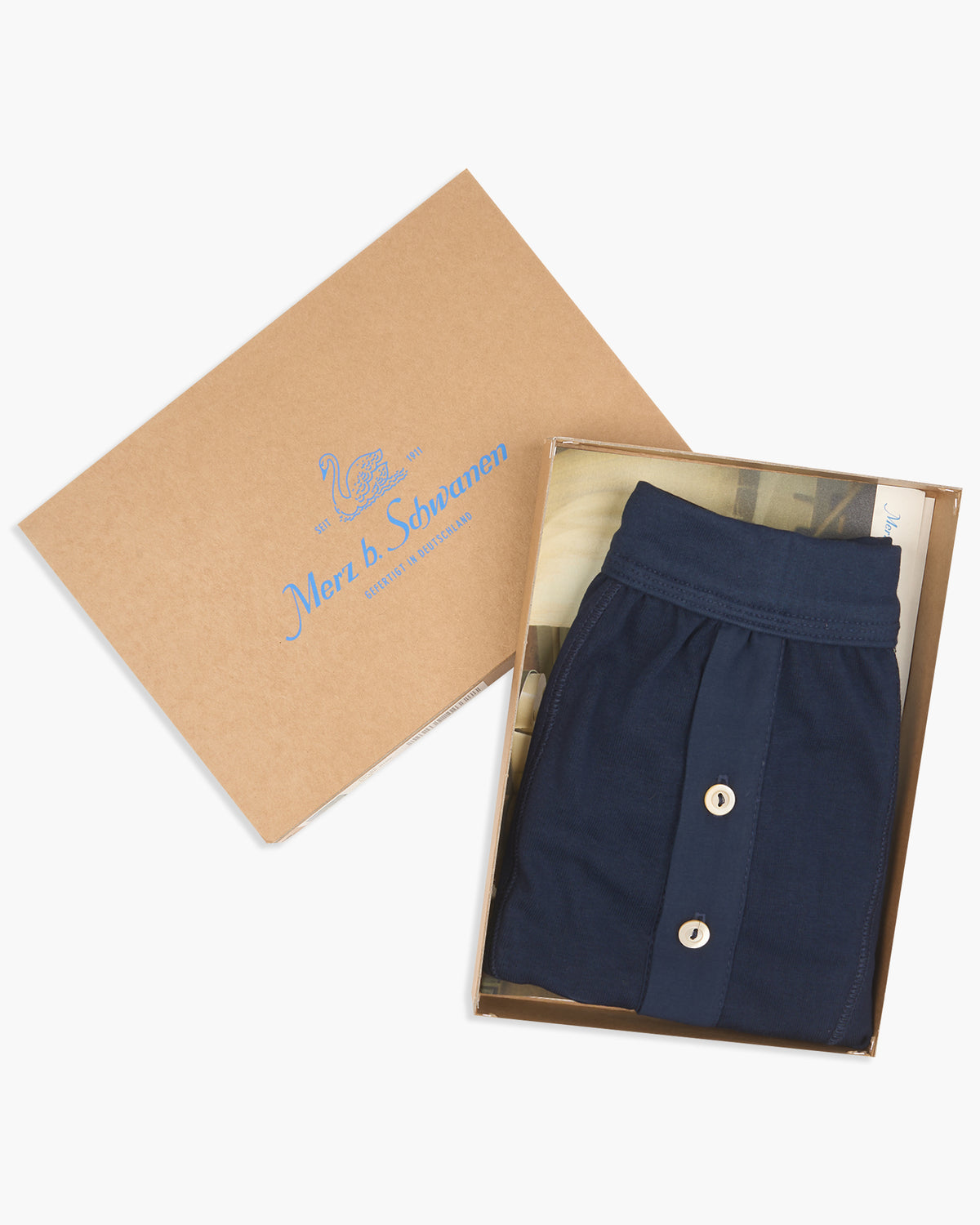 Merz b. Schwanen Good Originals 255 7.2oz Loopwheeled Button Fly Boxer - Ink Blue | Merz b. Schwanen Underwear | JEANSTORE
