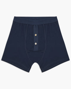 Merz b. Schwanen Good Originals 255 7.2oz Loopwheeled Button Fly Boxer - Ink Blue