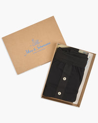 Merz b. Schwanen 255 7.2oz Loopwheeled Button Fly Boxer - Deep Black | Merz b. Schwanen Underwear | JEANSTORE