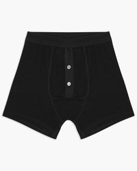 Merz b. Schwanen 255 7.2oz Loopwheeled Button Fly Boxer - Deep Black | Merz b. Schwanen Underwear | JEANSTORE