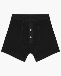 Merz b. Schwanen Good Originals 255 7.2oz Loopwheeled Button Fly Boxer - Deep Black