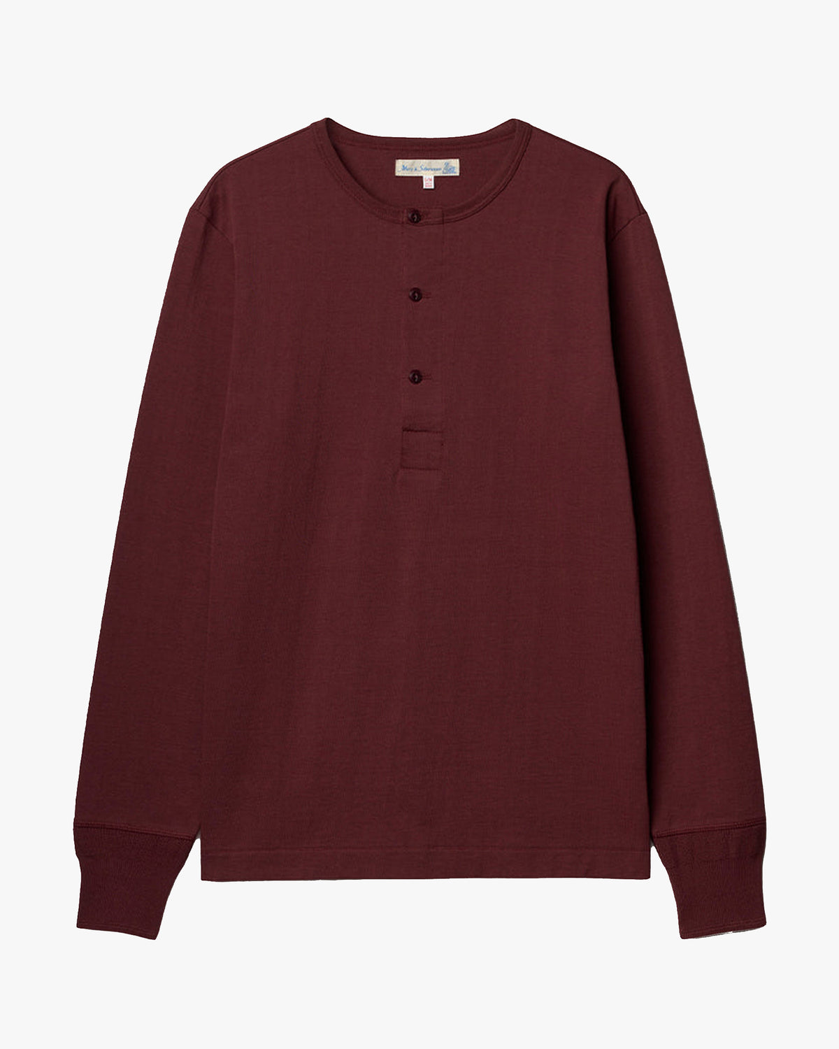 Merz b. Schwanen Originals 2M06 Classic Fit Sturdy Jersey L/S Henley - Burgundy