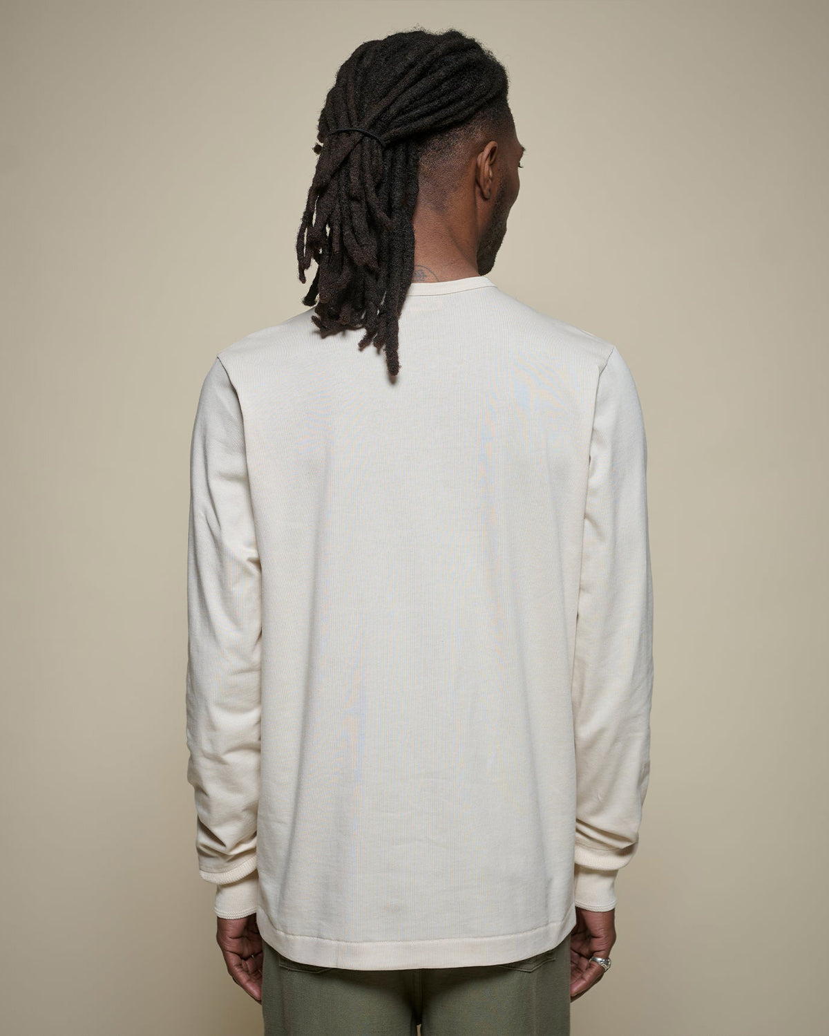 Merz b. Schwanen 2M06 6.8oz Classic Fit Sturdy Jersey L/S Henley - Nature