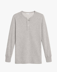 Merz b. Schwanen 2M06 6.8oz Classic Fit Sturdy Jersey L/S Henley - Grey Melange