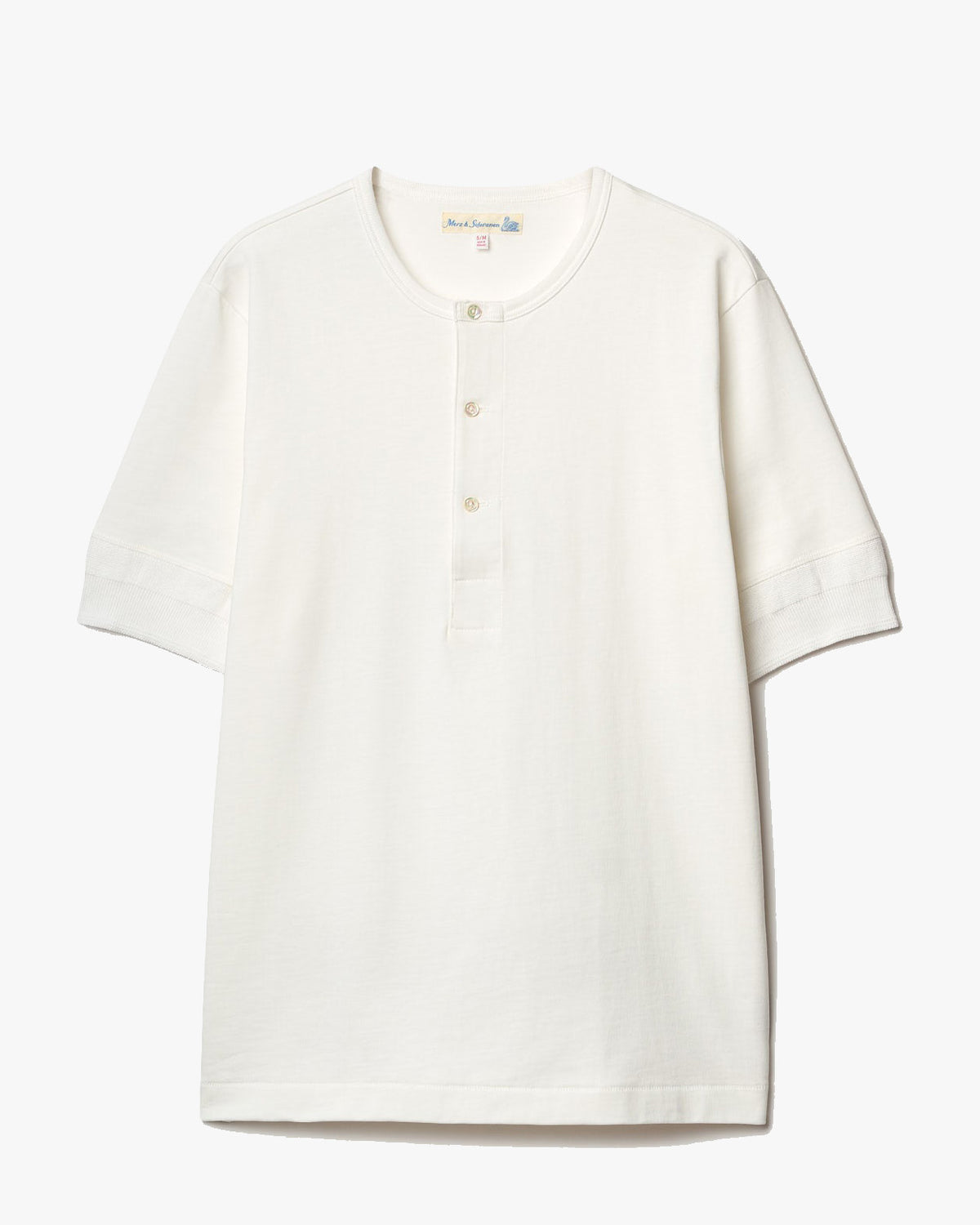 Merz b. Schwanen 2M07 6.8oz Refined S/S Henley - White