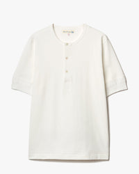 Merz b. Schwanen 2M07 6.8oz Refined S/S Henley - White