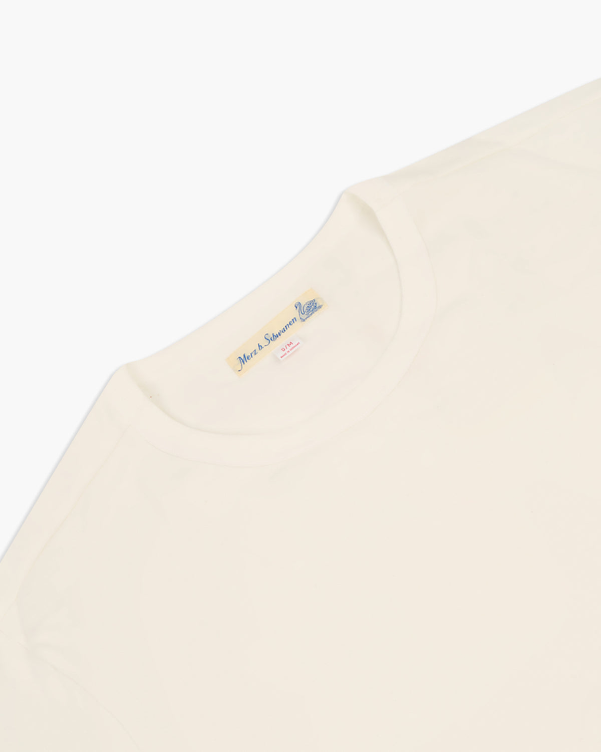 Merz b. Schwanen 2M15C Cropped Classic Fit 6.8oz Sturdy Jersey Tee - White | Merz b. Schwanen T Shirts | JEANSTORE
