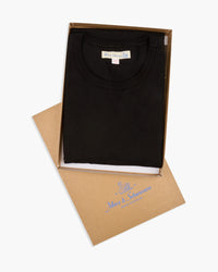 Merz b. Schwanen 2M15C Cropped Classic Fit 6.8oz Sturdy Jersey Tee - Black | Merz b. Schwanen T Shirts | JEANSTORE