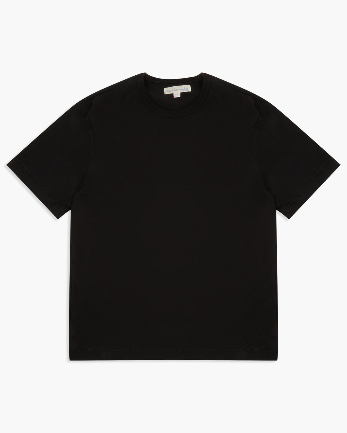 Merz b. Schwanen 2M15C Cropped Classic Fit 6.8oz Sturdy Jersey Tee - Black | Merz b. Schwanen T Shirts | JEANSTORE