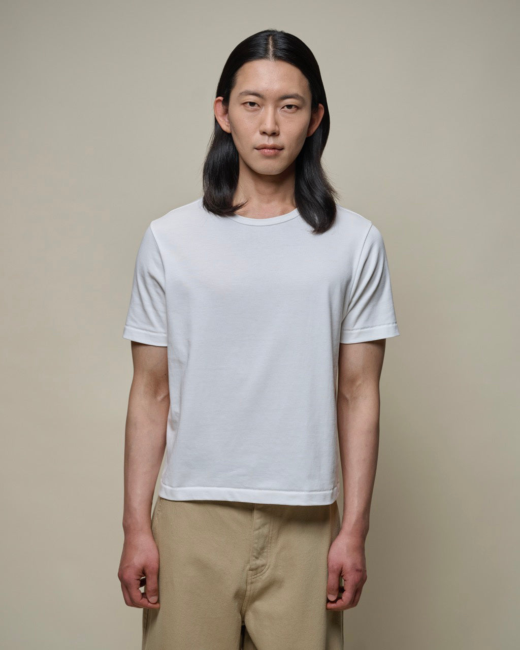 Merz b. Schwanen 2M15C Cropped Classic Fit 6.8oz Sturdy Jersey Tee - White | Merz b. Schwanen T Shirts | JEANSTORE
