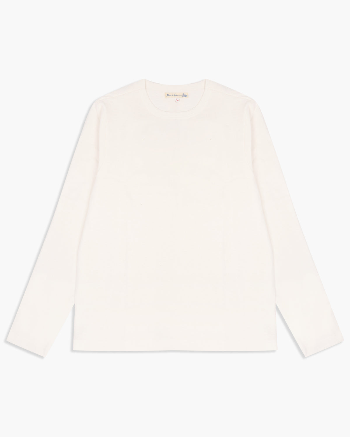 Merz b. Schwanen Good Originals 2S18 10.7oz Loopwheeled Heavyweight L/S Tee - White | Merz b. Schwanen T Shirts | JEANSTORE