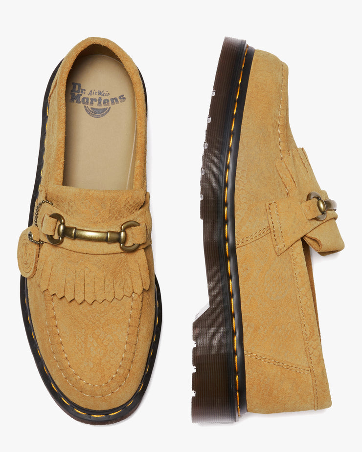 Dr Martens Adrian Snaffle Kiltie Loafers - Autumn Spice Repello Calf Suede / Python Emboss