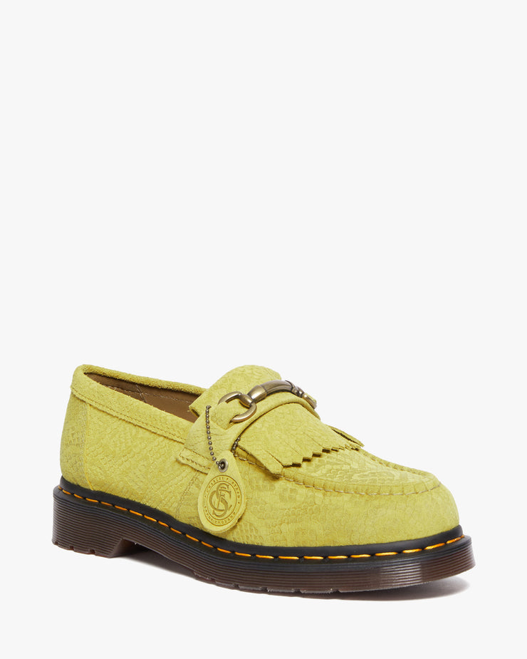 Dr Martens Adrian Snaffle Kiltie Loafers - Moss Green Repello Calf Suede / Python Emboss