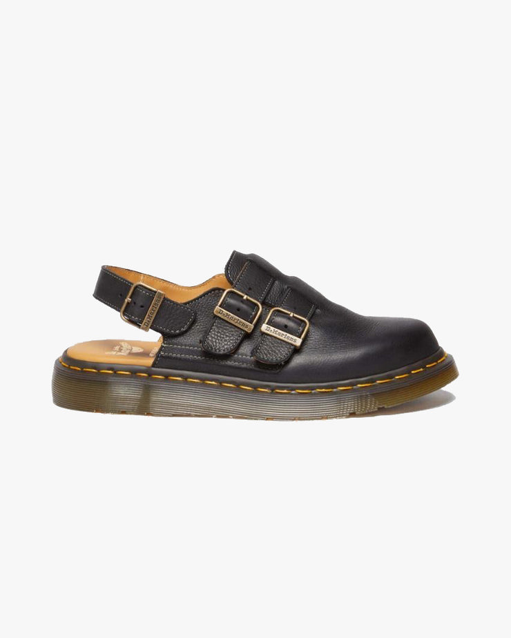 Dr Martens Made In England Jorge Double Buckle Mule - Natural Tumble Black