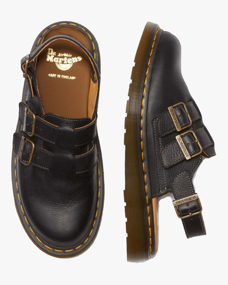 Dr Martens Made In England Jorge Double Buckle Mule - Natural Tumble Black