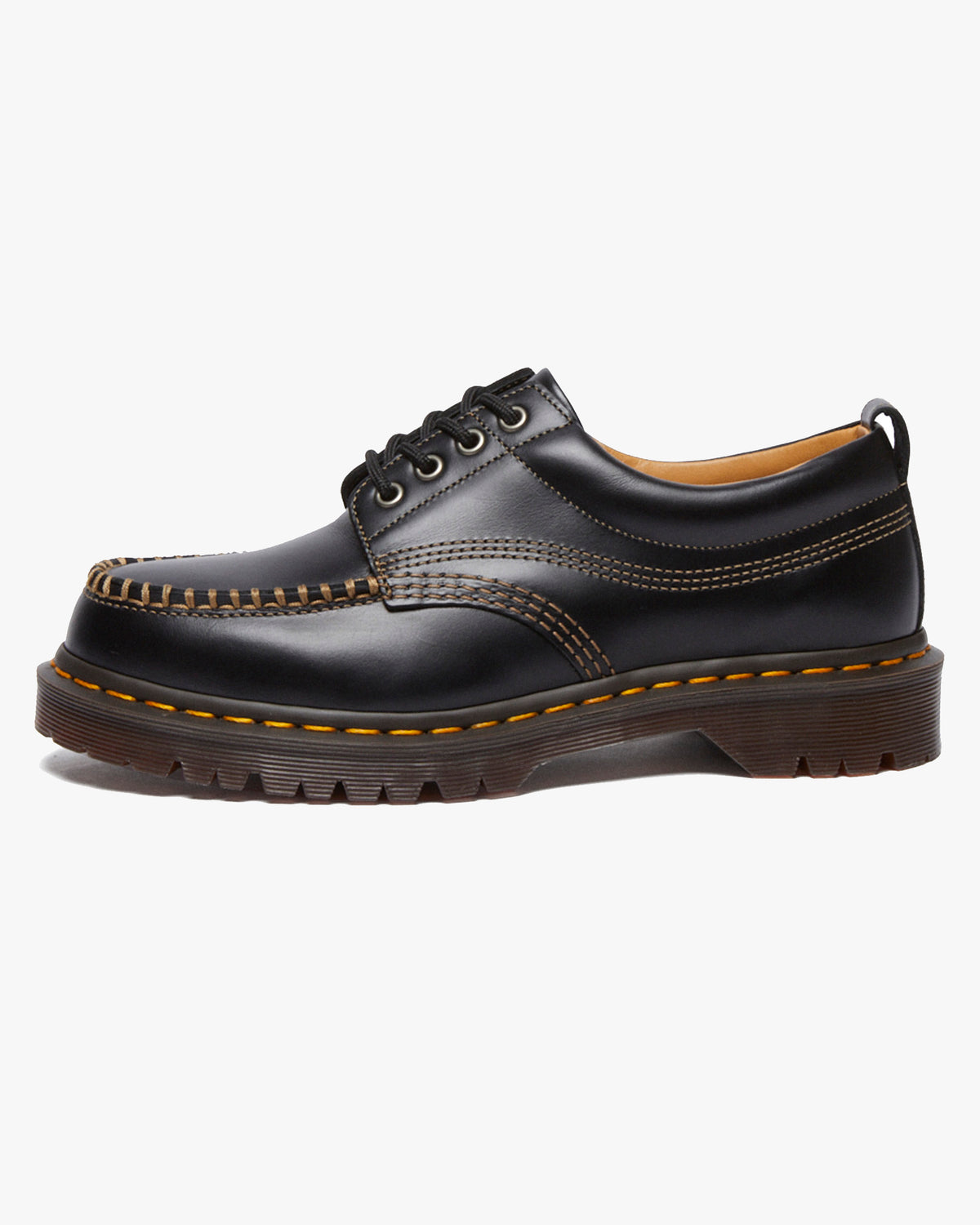 Dr Martens Archive Lowell 4-Eye Moc Toe Shoe - Black Analine Leather | Dr Martens Shoes | JEANSTORE