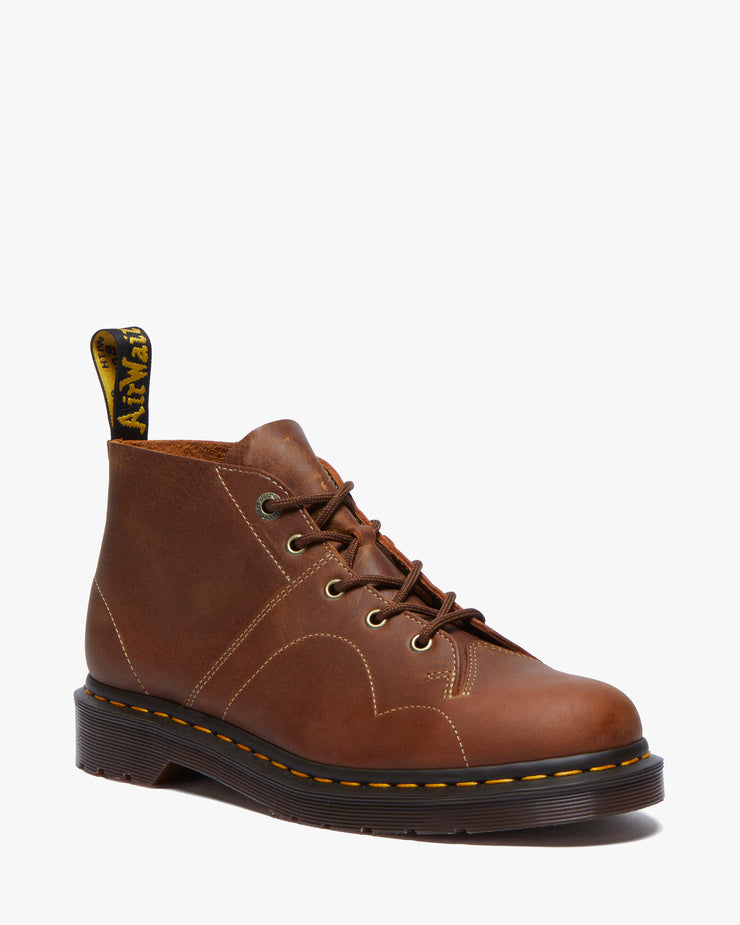 Dr Martens Archive Church Monkey Boots Tan Burnished Waxy Pull Up