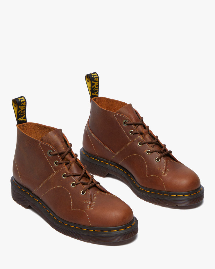 Dr Martens Archive Church Monkey Boots - Tan Burnished Waxy Pull Up