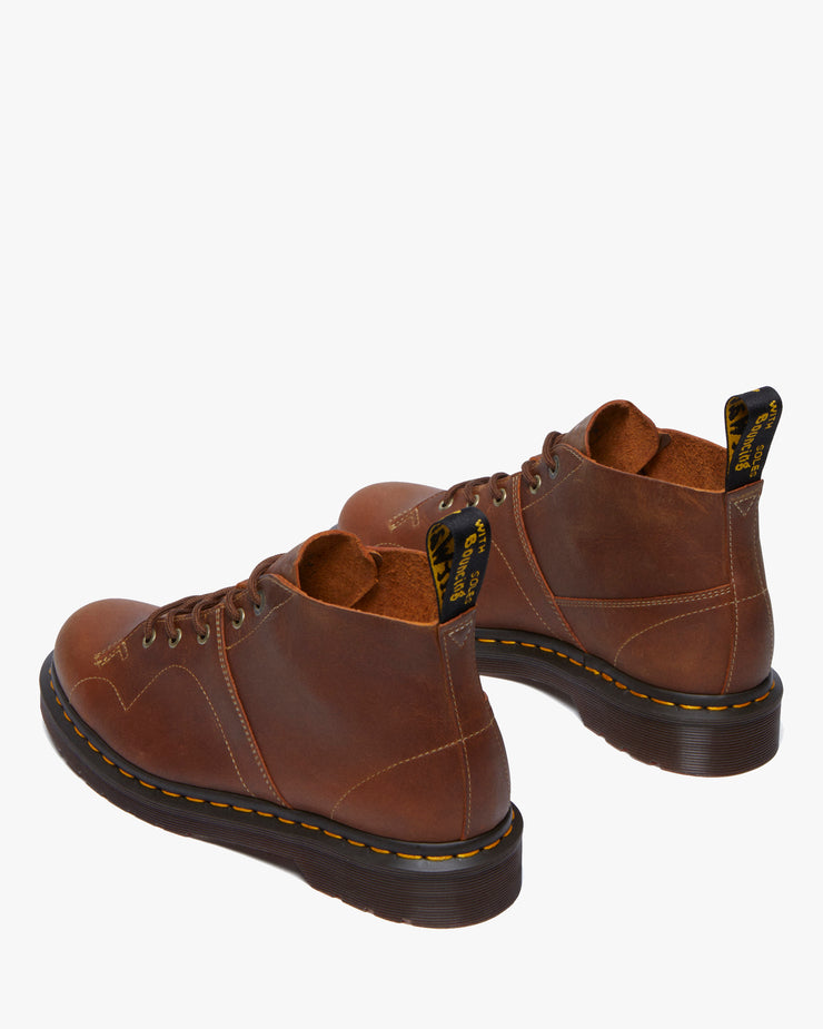 Dr Martens Archive Church Monkey Boots - Tan Burnished Waxy Pull Up