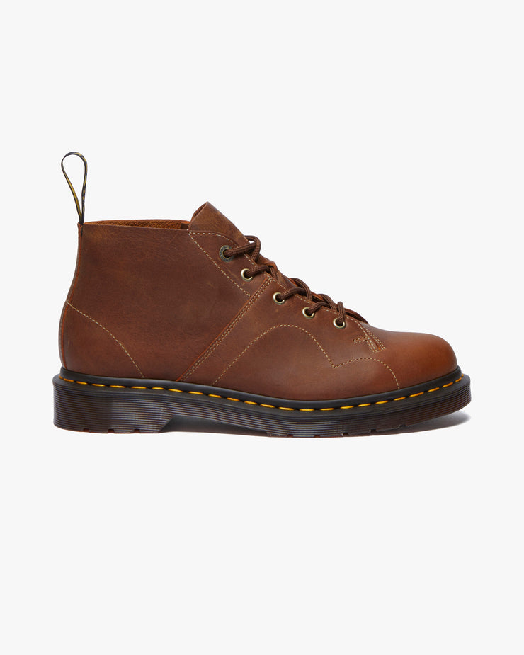 Dr Martens Archive Church Monkey Boots - Tan Burnished Waxy Pull Up