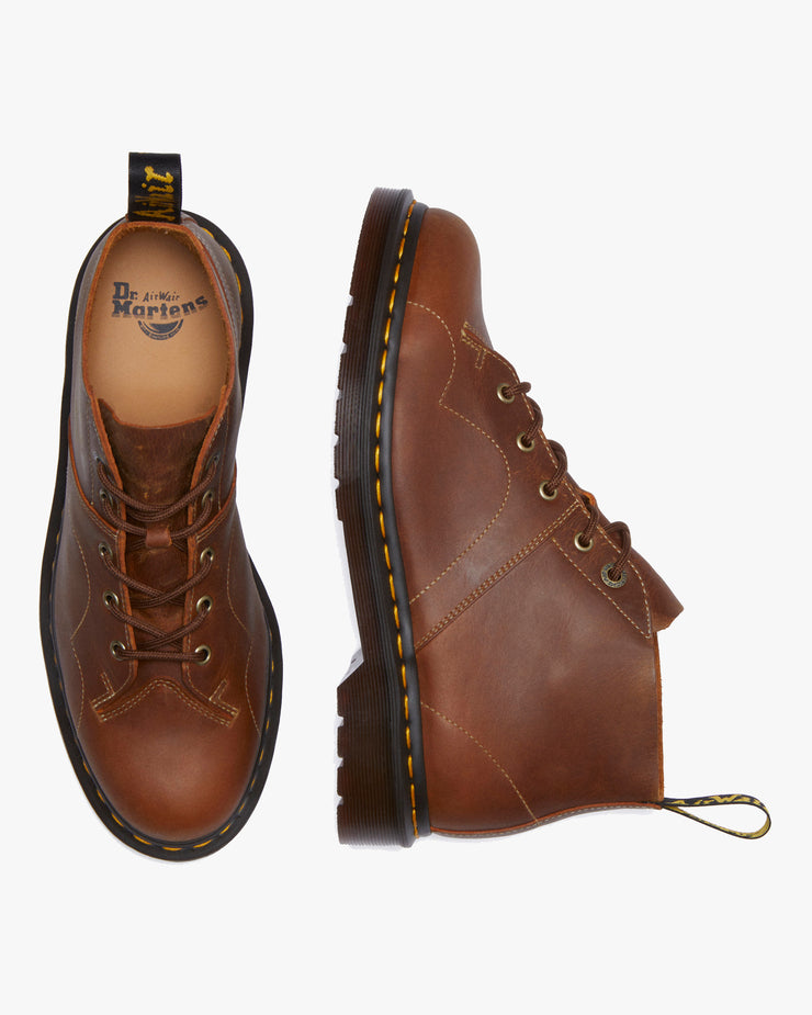 Dr Martens Archive Church Monkey Boots - Tan Burnished Waxy Pull Up