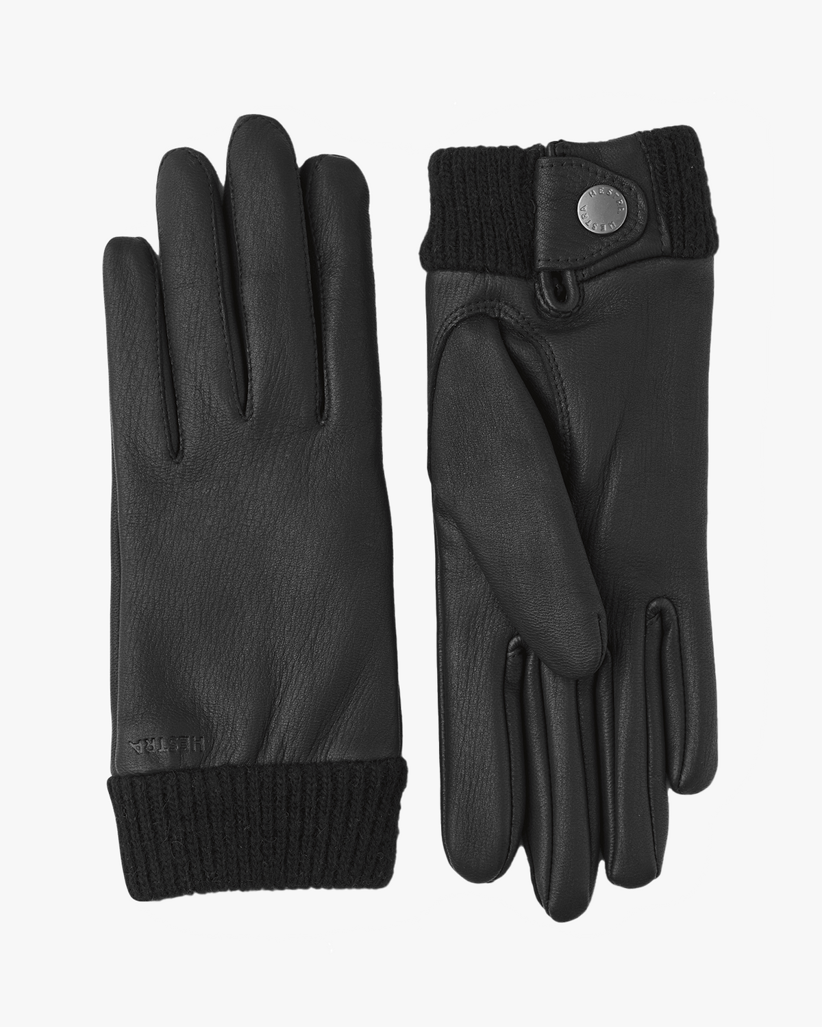 Hestra Womens Idun Wool Lined Deerskin Leather Gloves - Black | Hestra Gloves | JEANSTORE