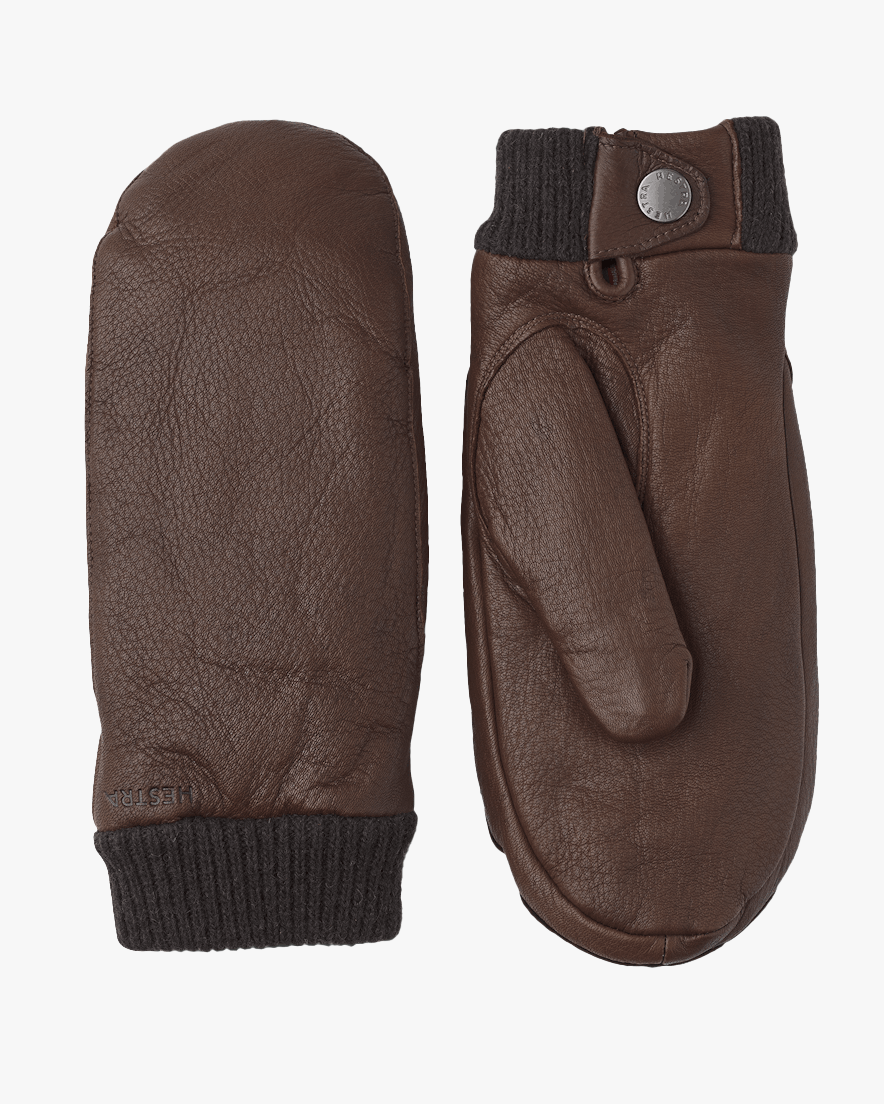 Hestra Womens Idun Mitt Wool Lined Leather Mittens - Chocolate
