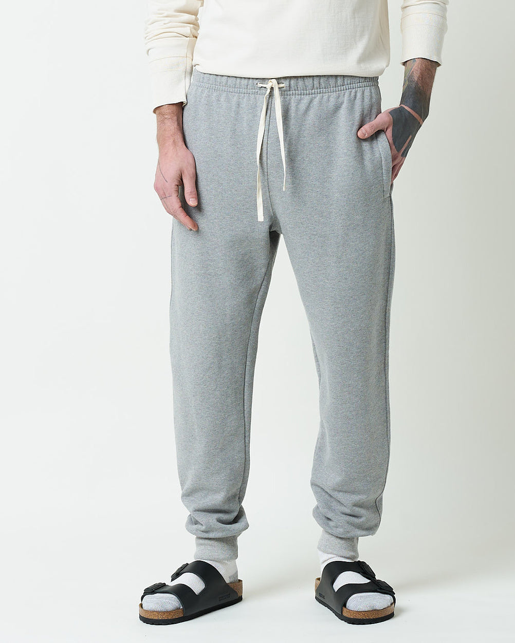Merz b. Schwanen 359 Loopwheeled Sweat Pants - Grey Melange