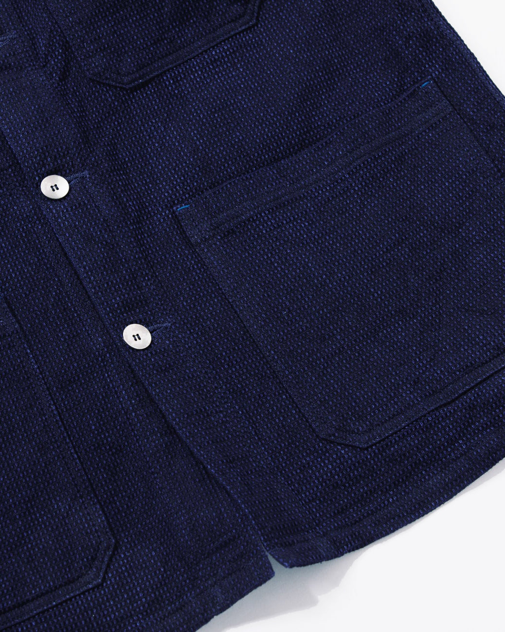 Omoto Denim 3720 12oz Cube Sashiko Denim Chore Jacket - Indigo