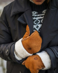 Hestra Womens Sheepskin Mitt Suede Mittens - Cork | Hestra Gloves | JEANSTORE