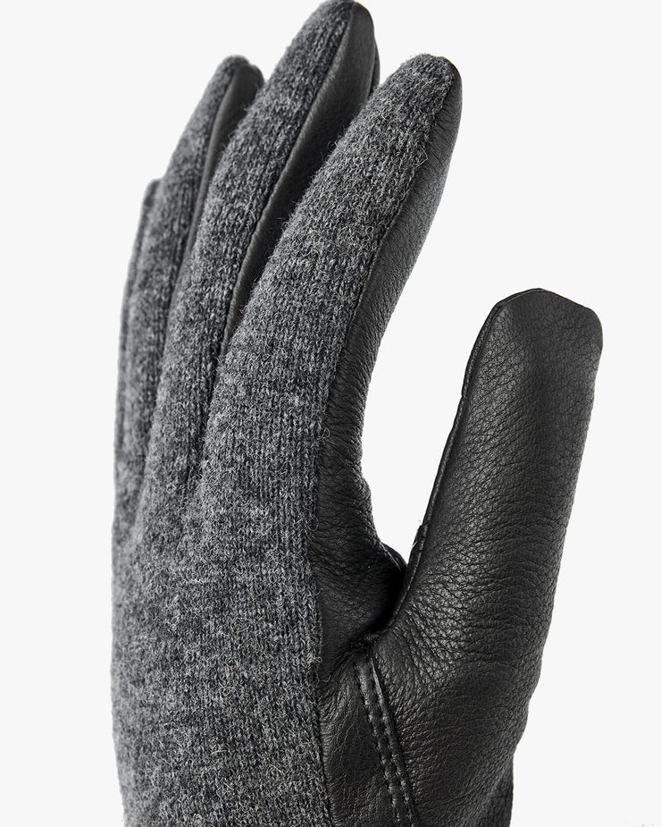 Hestra Deerskin Wool Tricot Gloves - Charcoal / Black | Hestra Gloves | JEANSTORE