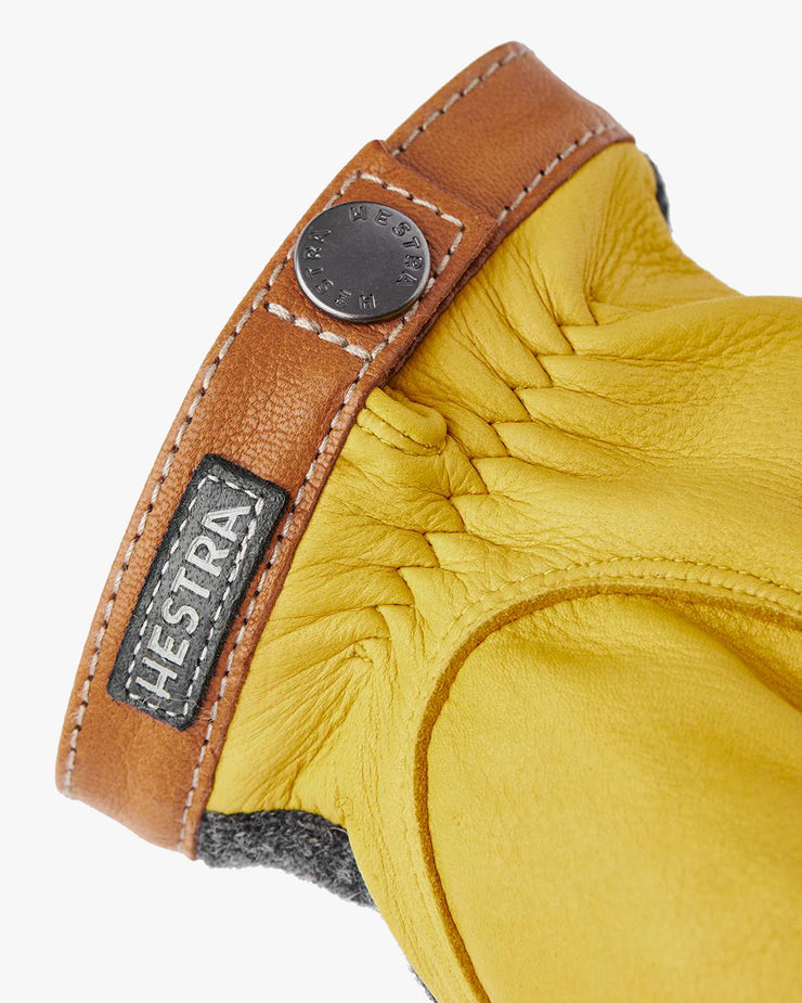 Hestra Deerskin Wool Tricot Gloves - Charcoal / Natural Yellow | Hestra Gloves | JEANSTORE