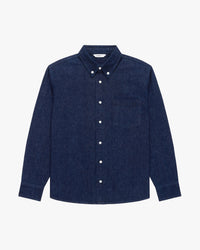 3sixteen indigo selvedge denim button down shirt